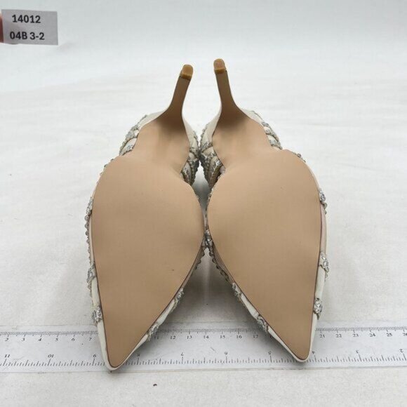 XYD Silver Women Pointy Toe Crystal Studded Bridal Pumps High Heel - Picture 6 of 7